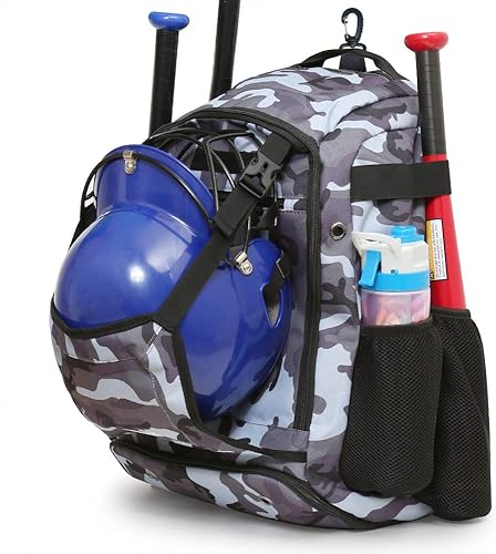 ZOEA - Mochila para bate de béisbol para niños y equipo de softbol y herramientas para jóvenes y adultos, gran capacidad para 4 bates, casco,