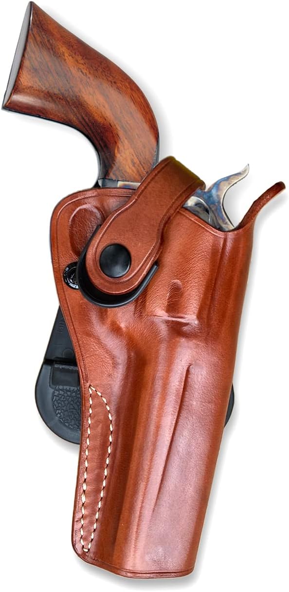 Masc OWB Leather Paddle Revolver Holster with Retention Strap, Fits Uberti 1873, .357 Magnum 4-3/4-inch, Right Hand Draw, Brown #1843#
