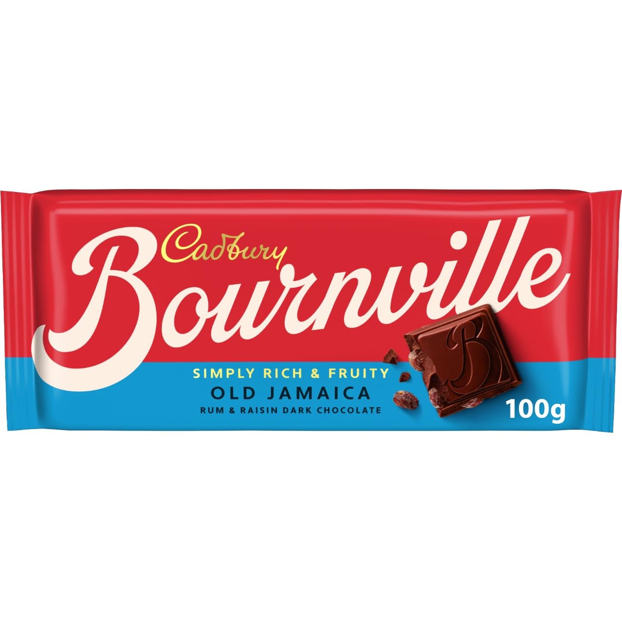 Bournville Old Jamaica Dark Chocolate Bar, Rich Dark Chocolate With Rum & Raisin, 100 g (Pack of 1)