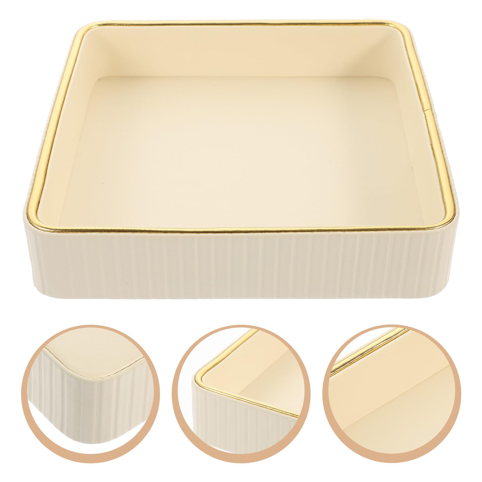 DOITOOL Bandeja para Llaves de Entrada Cuadrada Bandeja Organizadora de Joyas y Baratijas Borde Dorado Almacenamiento Práctico para Baño y Dormitorio