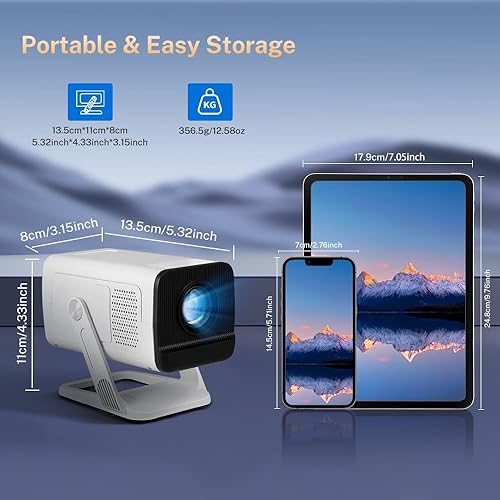 Miniatura 8 de Mini proyector Android 11 compatible con 4K con WiFi 6 y Bluetooth 5.4  Keystone automático  Proyector de películas portátil para exteriores para