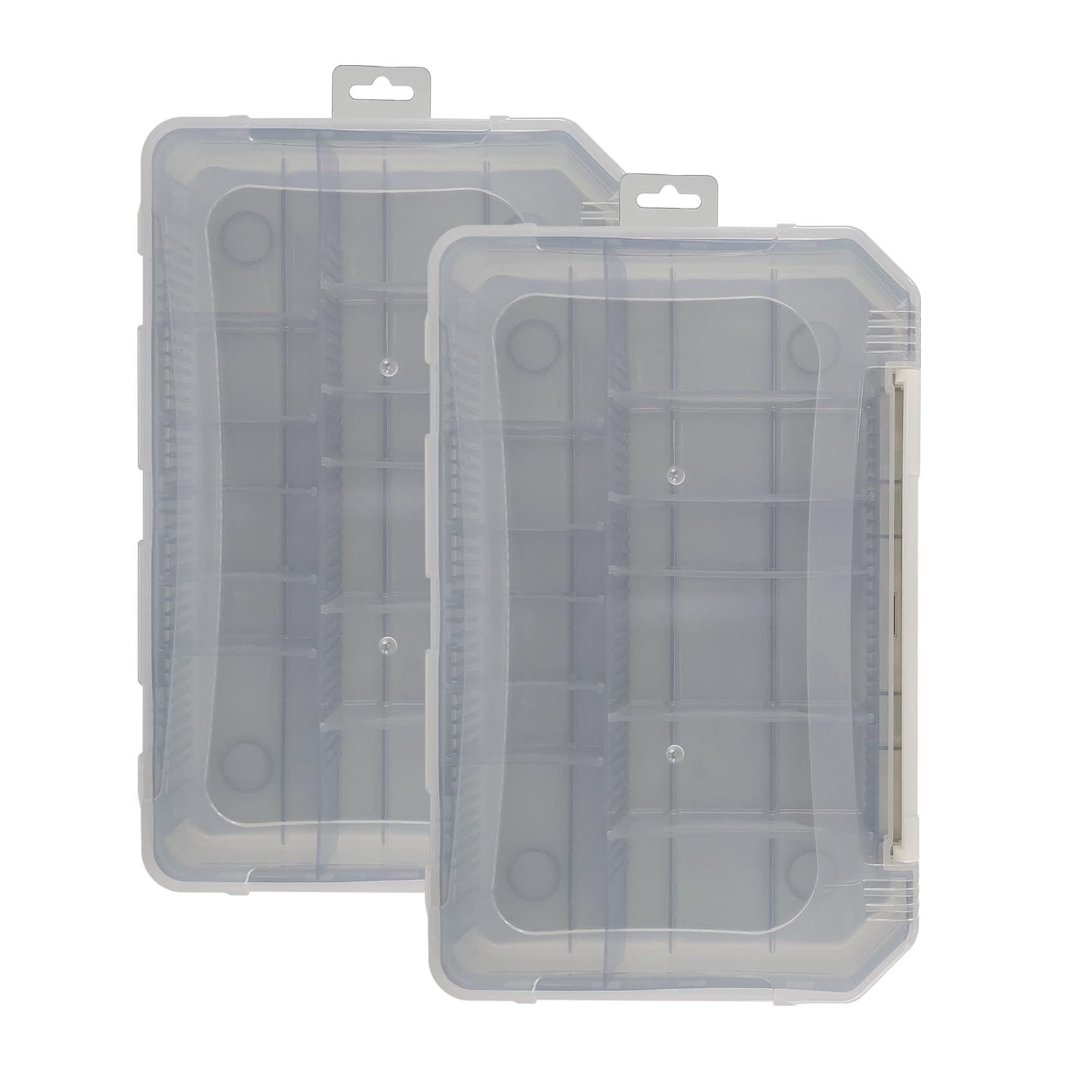 Aventik Super Large Waterproof Fishing Tackle Box – Portable DIY Insert Dividers, Sturdy PP Case for Lure & Gear Storage (13.98” x 8.86” x 1.89”) (2 Compartments + 1 Open Section)