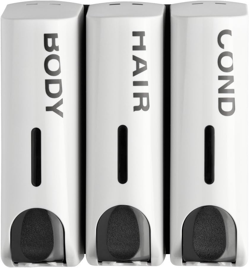 Trio Wall Mounted Shampoo Soap Shower Dispensers with 3x350ml Refillable Bottles,Silver