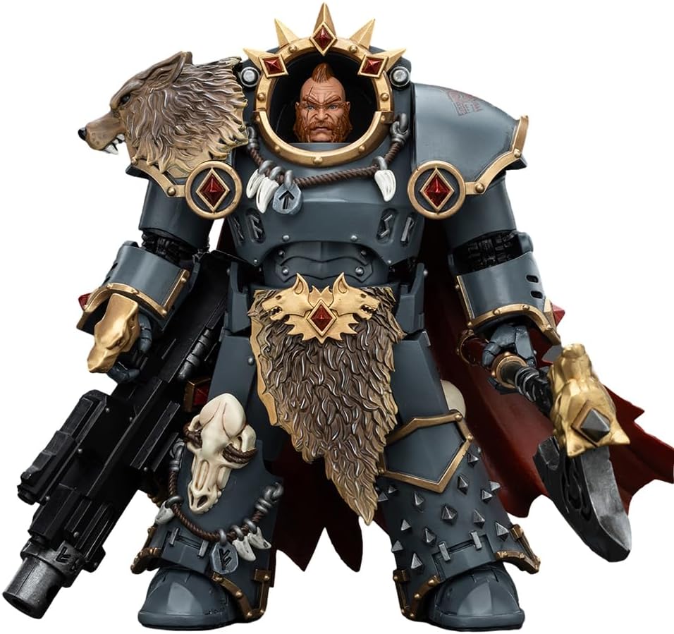 JOYTOY Warhammer 40K 1/18 Action Figures Space Wolves Legion Praetor with Power Axe and Combat Shield Collectible Model 4.9Inches