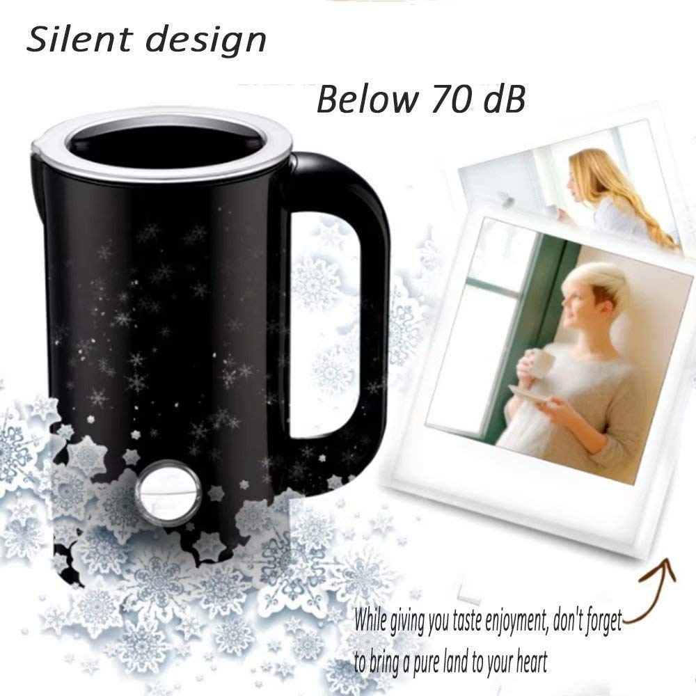 Leche Frother, Acero Inoxidable Leche Eléctrica Frothr Leche Automática Vaporizador, Fabricante de Espuma Cálida y Calor Calentador Militar Operación silenciosa Blender Premium (Negro)
