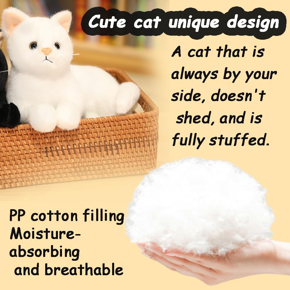 Gatto bambola realistico, Simulazione Giocattolo per Gatti, Realistico Gatto Animali Di,Fantastiche idee regalo per la mia migliore amica, (30 cm) (bianco)