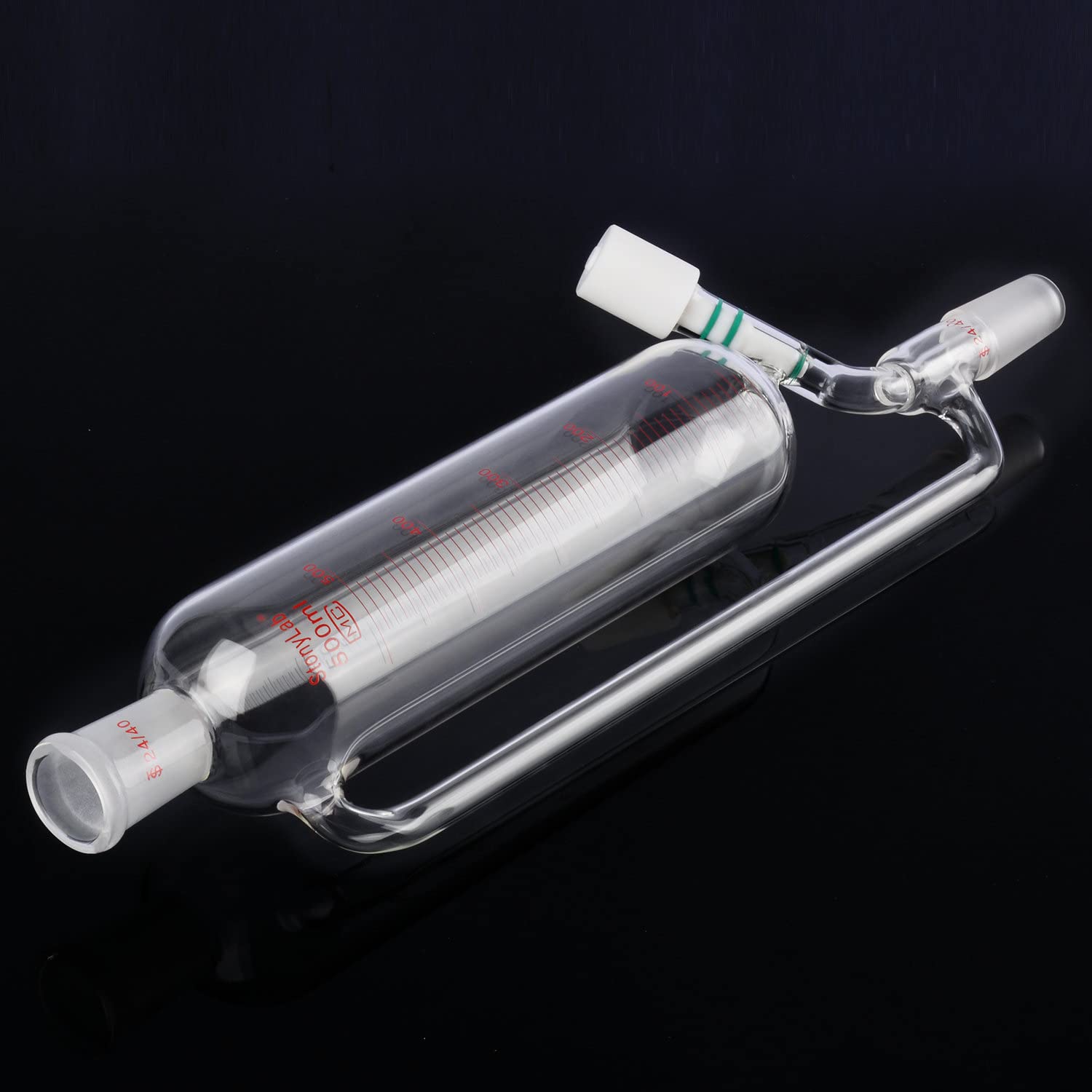 stonylab Pressione Graduata Equalizzazione Aggiunta Imbuto, Vetro Borosilicato Imbuto di Caduta con 24/40 Congiunto Valvola ad Alto Vuoto per Laboratorio Vetro Ulteriori Imbuto, 500 ml