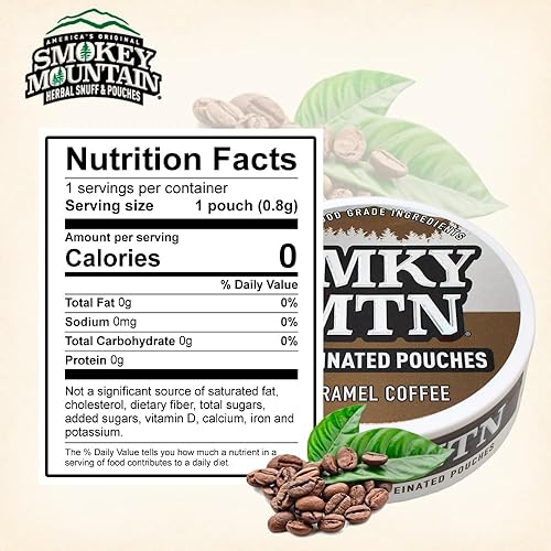 Miniatura 3 de Smokey Mountain Bolsas con cafeína, sabor a café, sin tabaco y sin nicotina, 10 latas, 15 bolsas por lata