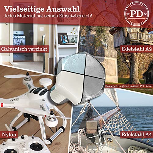 PD® Kunststoff Sechskantschrauben M6 x 50 mm (DIN 933 / ISO 4017) | Hochwertige Schrauben aus PA Nylon | 6 kant Schrauben mit metrischem ISO Vollgewinde | Außensechskant Maschinenschrauben | 12 Stück