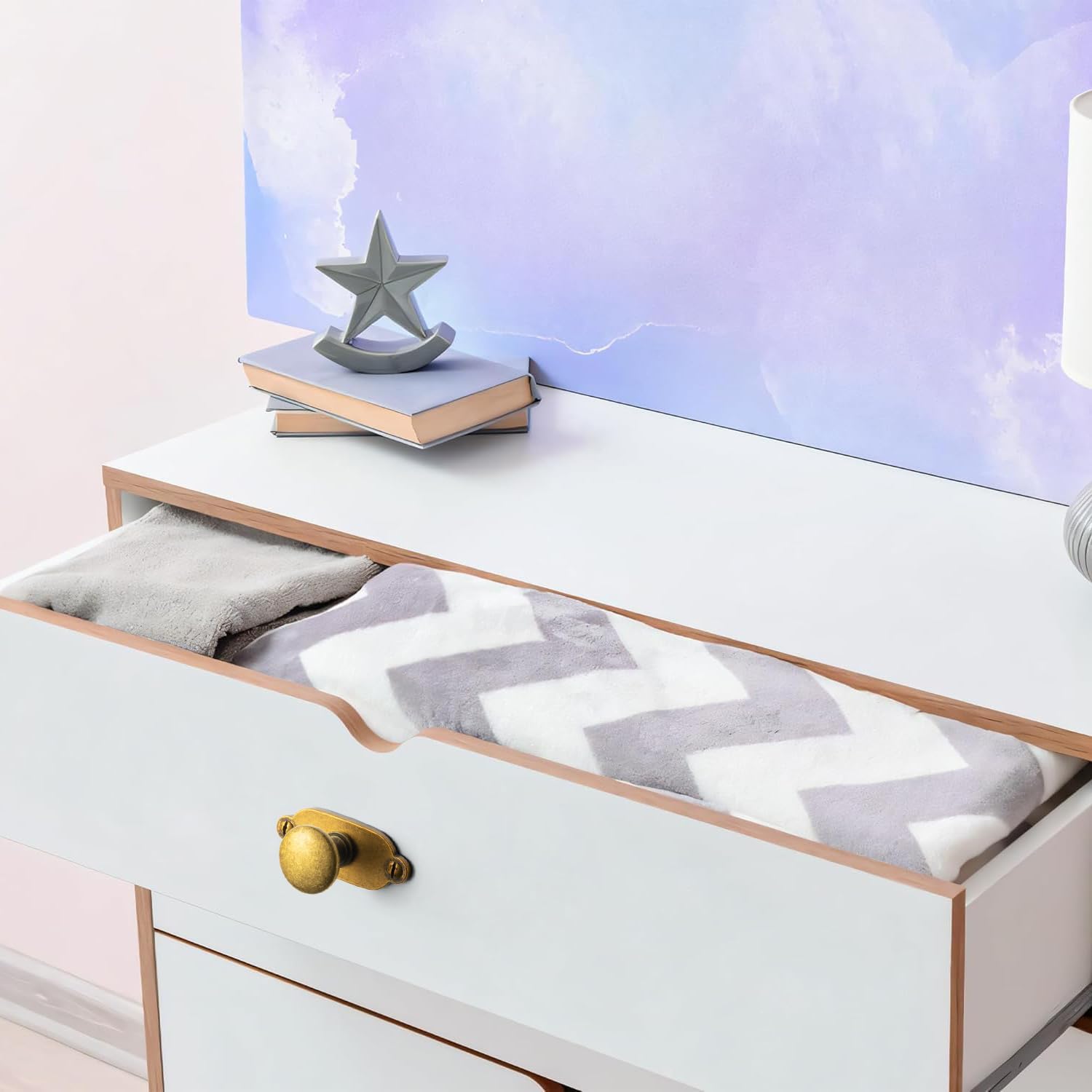 Goo-Ki Antique Brass Cabinet Knobs with Backplate Zinc Alloy Kitchen Hardware - 6 Pack Vintage Brass Drawer Knobs Single Hole/Screw Cabinet Pulls with Spacer