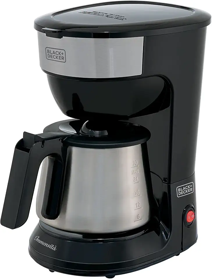 BLACK+DECKER Cafeteira Elétrica com Jarra de Inox 38 Xícaras de Café, Preta, Potência 900W, Modelo CM38, 110V