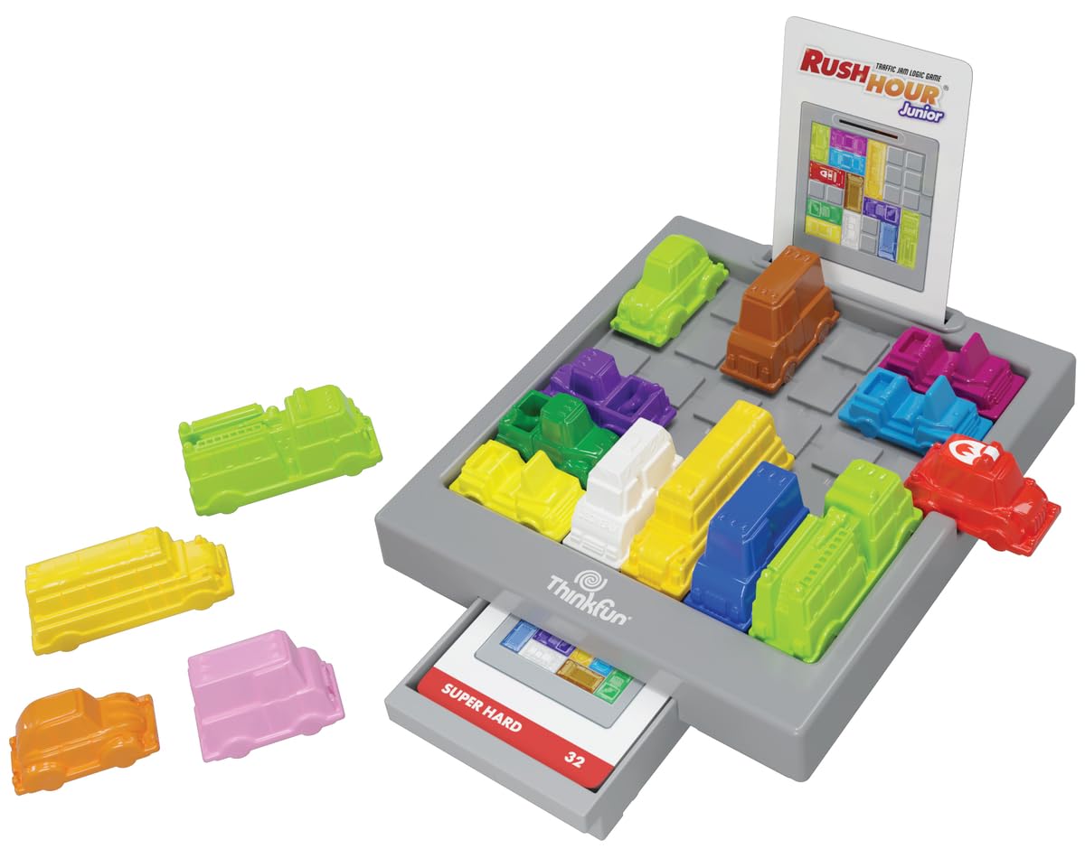 ThinkFun - Rush Hour Junior, Juegos de Mesa Niños 5 Años o más, Juegos de Lógica, 40 desafios, Regalo niño 5 años, Juegos de Mesa Familia, Versión en Español