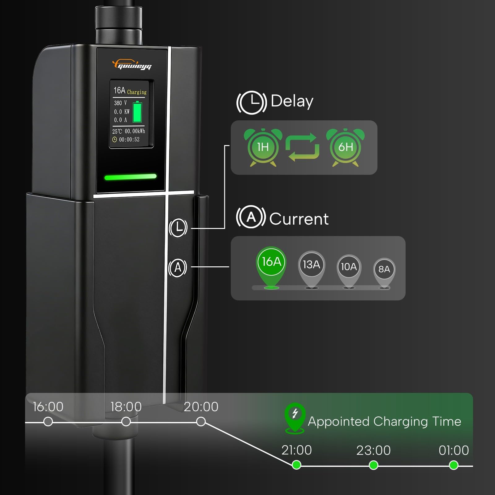 Kabel ładujący typu 2 ze złączem CEE, 11kW, 3 fazy, 6m, 6-16A, IEC 62196 Przenośna ładowarka do PHEV/EV z kieszenią na drzwi, wodoodporny IP66