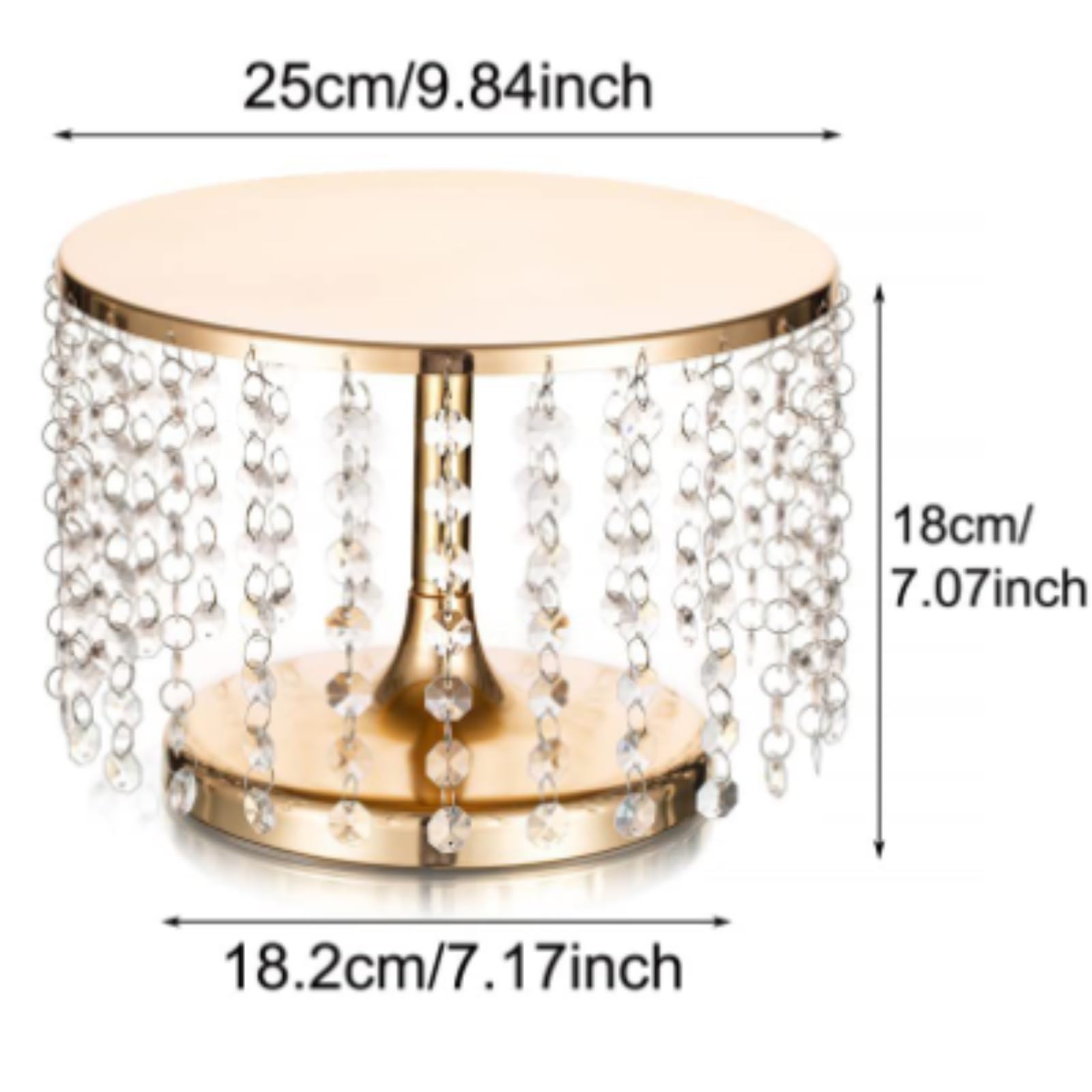 Soporte para Tartas Decoración Soporte Alto For Tarta De Boda De Metal con Lámpara De Araña De Cristal Expositor Tartas(Gold)