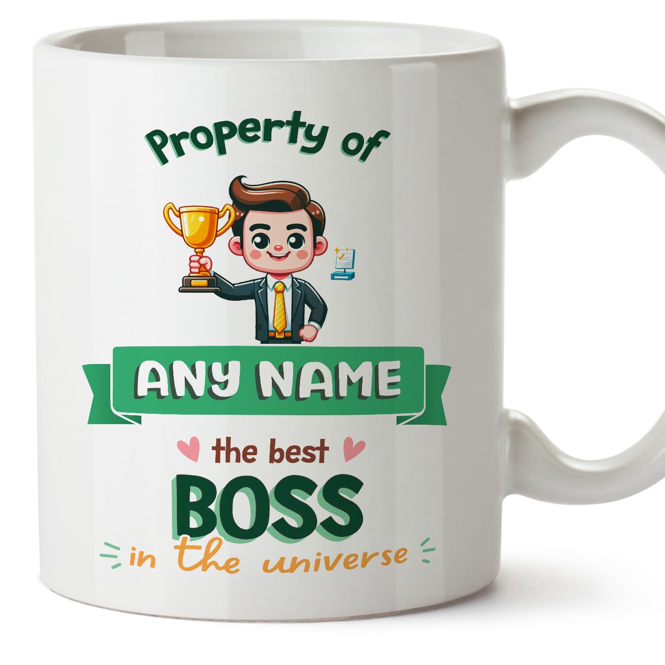 MUGFFINS Personalised Mug for BOSS Man - in English - Property of - Funny Custom Gift for Colleagues - Ceramic 11oz Mug