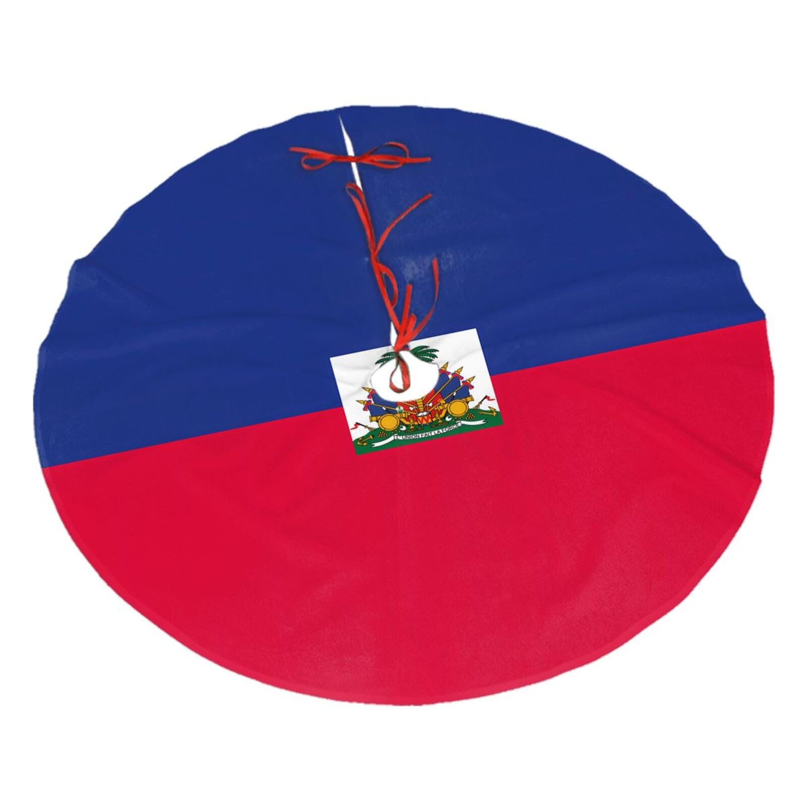 Haitian flag36 Christmas Tree Skirt Christmas Plush Tree Skirt Indoor and Outdoor Decoration