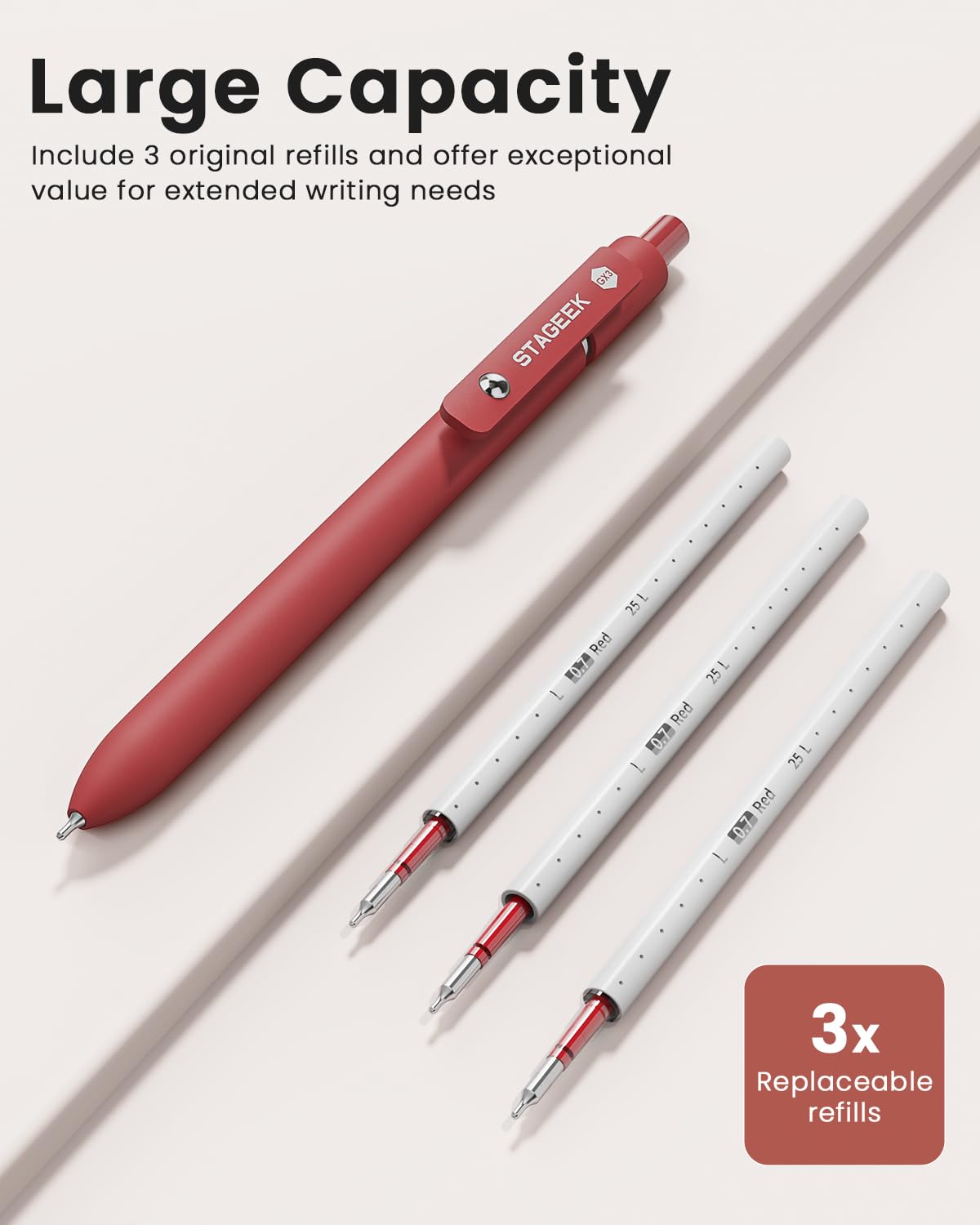 Red Gel Pens 6Pcs Quick Dry Red Ink Pens with 3 Extra Refills Fine Point Retractable Smooth Writing — view 2