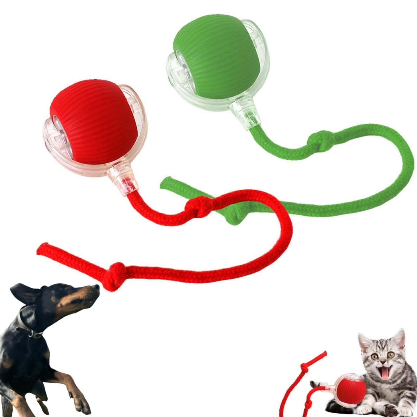 OSHIMA 2PCS Viral Rolling Ball, Chewie Doggie Ball, Fetch and Catch Toys Durable Rubber Balls, Motion Activate Rolling Pet Toys 360° Automatic Self Moving Dog/Cat Toys