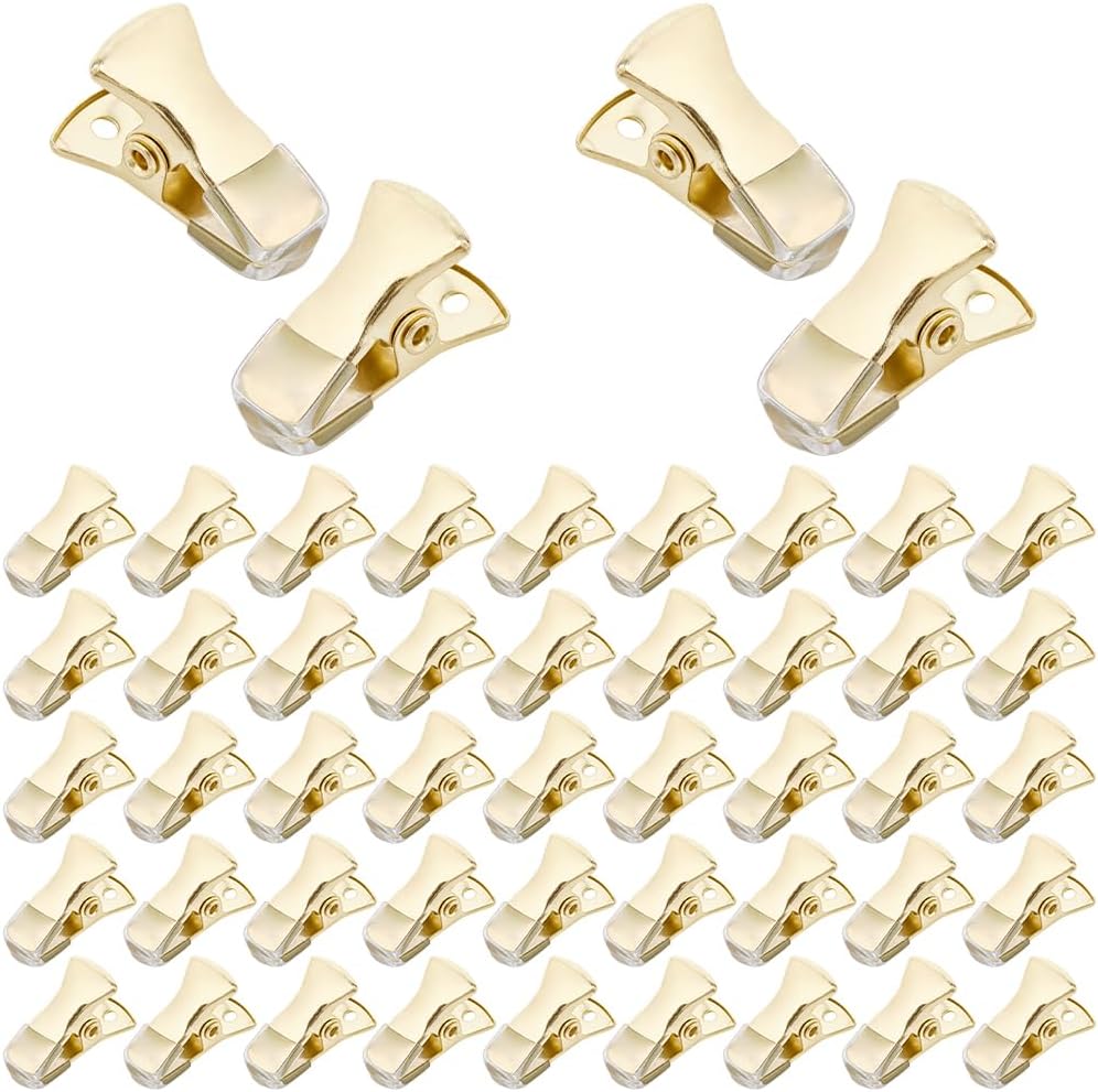 CRASPIRE 50Pcs Mini Alligator Clips Metal Gold Sweater Clamps Non-Slip with Silicone Cover Bulldog Spring Clip Flat Mouth for Crafts Paper Multipurpose Office Holders Clothing Glasses Accessories
