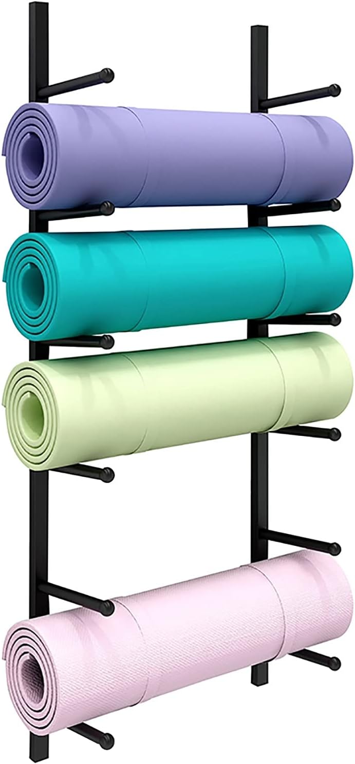 Snowboard Storage Rack，6 Tier Yoga Mat Rack Organizer, Metal Wall Mount Foam Roller Stand Holder for Yoga Studio/Gym, 103cm / 40.6in High,Black
