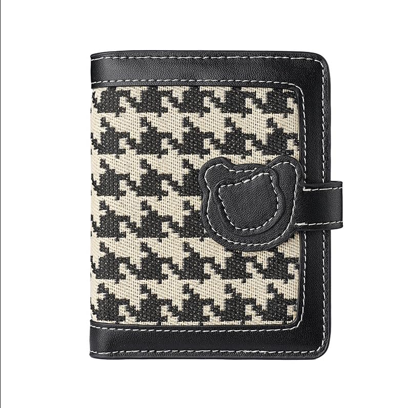 Women's Slim Small Wallet – Bifold Card Holder with ID Window & Zipper Coin Pocket (Black)