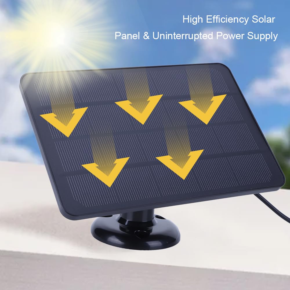 Panel de carga solar de 4 W, 5 V, impermeable, cargador de batería solar de 360°, soporte ajustable con cable de carga de 9.8 pies para timbre de video Ring 4/3/2
