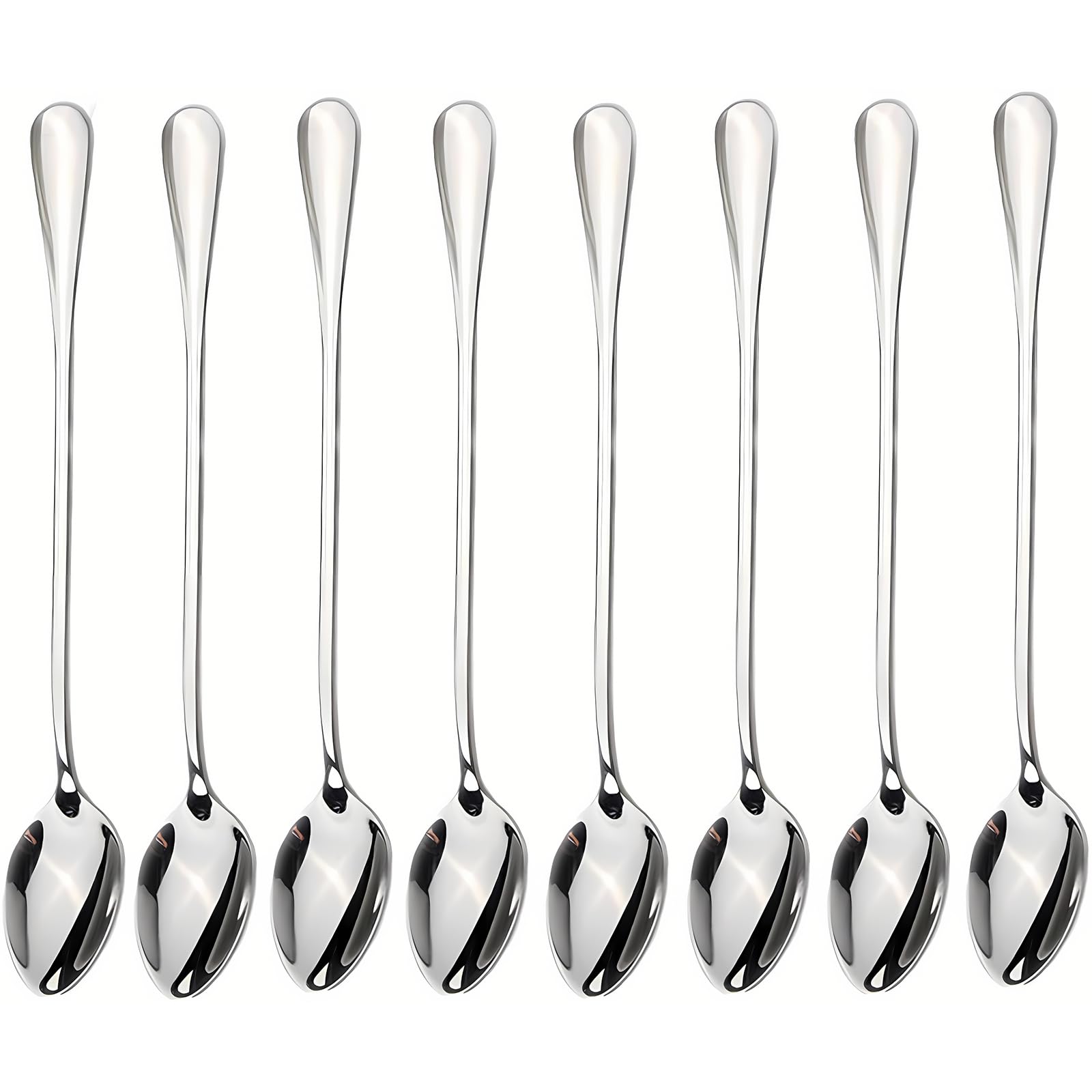 dhrbsx Long-handled ice tea spoon, cocktail stir spoons, stainless steel coffee spoons, ice cream scoop Set of 8