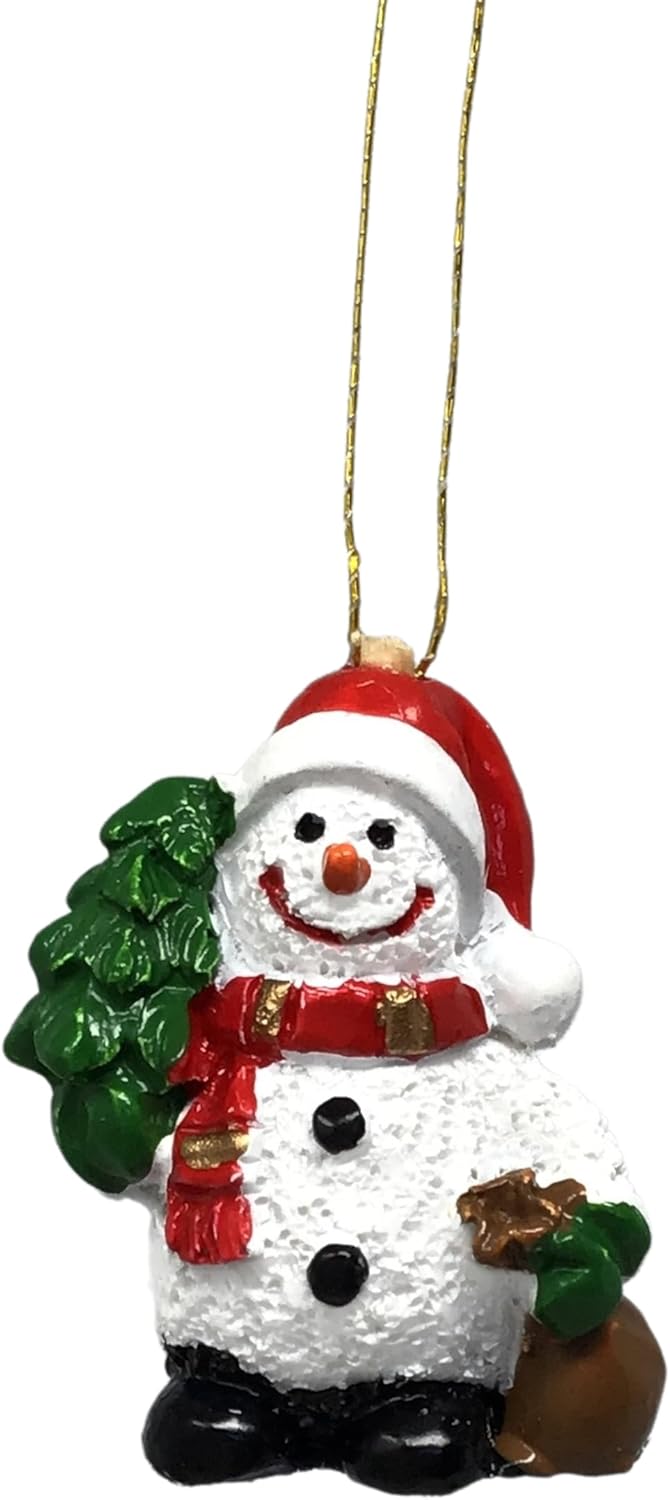 Snowman Hanging Christmas Tree Ornaments - Set of 12 - Snowmen with Red, Green and Gold Accents - Four Assorted Designs - Each Measures 1.25" H - Image 7