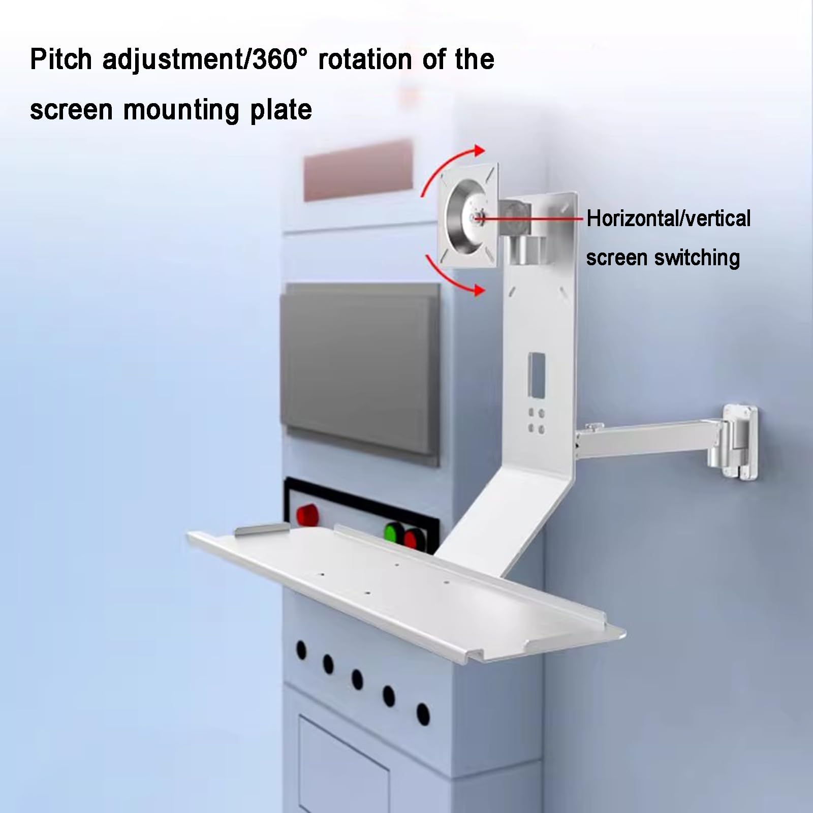 Supporto da Parete per Monitor E Tastiera, Braccio Porta Monitor, Postazione di Lavoro in Piedi/seduti, con Vassoio per Tastiera, Supporto per Schermo di Computer da 17" a 32"