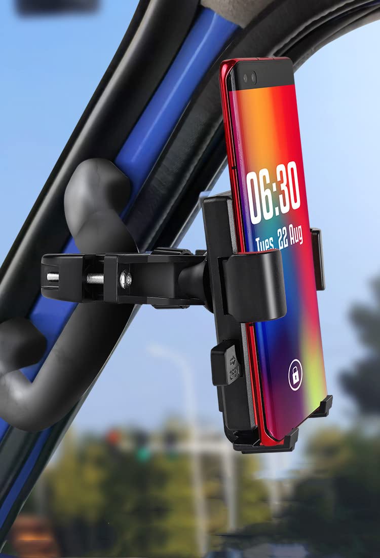 ショベル トラック 用携帯電話ホルダー用スマホホルダー アシストグリップ固定式ホルダー スマートフォンホルダー 片手でOK 安定感が高い 落下防止 大型吸盤フロントガラスセンターコンソールスイベルジョイントブラケット