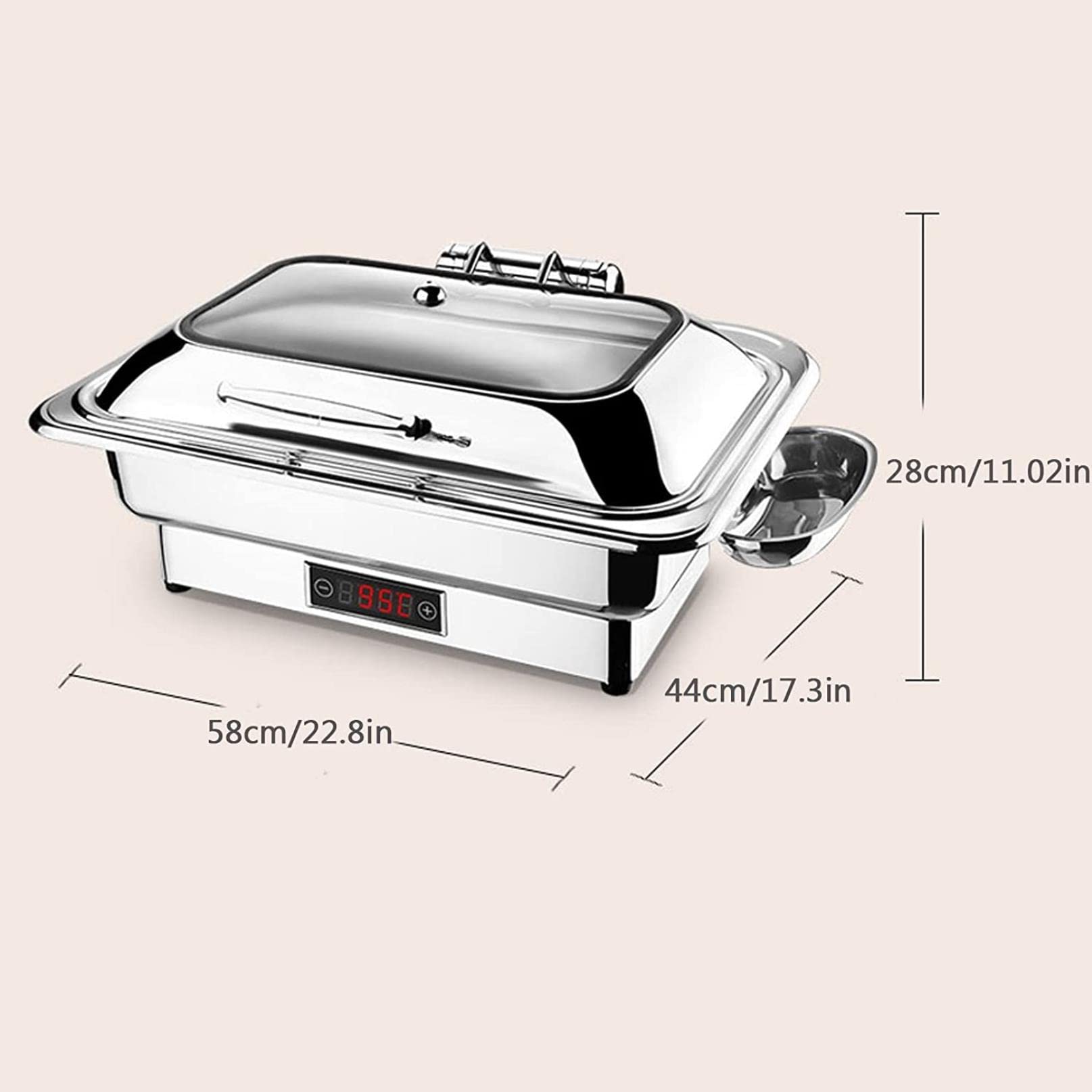Calentador De Comida para Buffet, Calientaplatos Eléctrico para Buffet 9l Servidor De Buffet Chafing Dish con Termostato Regulable, Calienta Platos Electrico para Aislamiento De Larga Duración