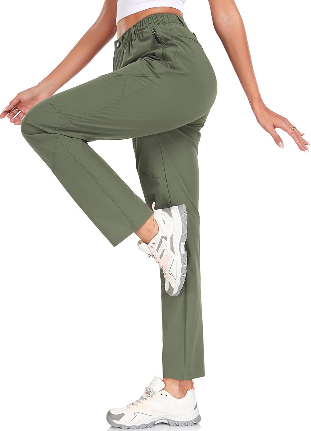 Women's Golf Pants Wrinkle Free UPF 50 Casual Pants Quick Dry Lightweight Travel Pants for Women on Plane with Zipper Pockets