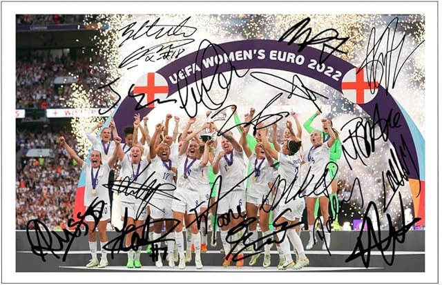 England Lionesses Euro 2022 Winners Team Squad Multi Signed 12x8 Inch Photo Print With Pre Printed Signature M Autograph Gift