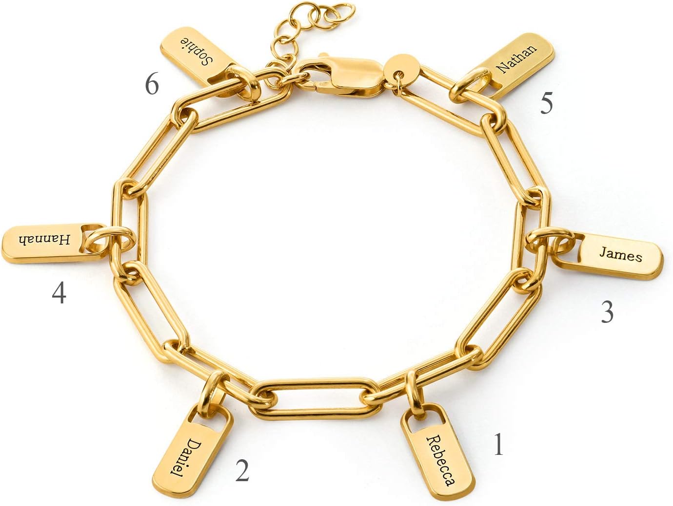 MyNameNecklace Personalized Rory Bracelet with Custom Tag Charms - Diamond Option