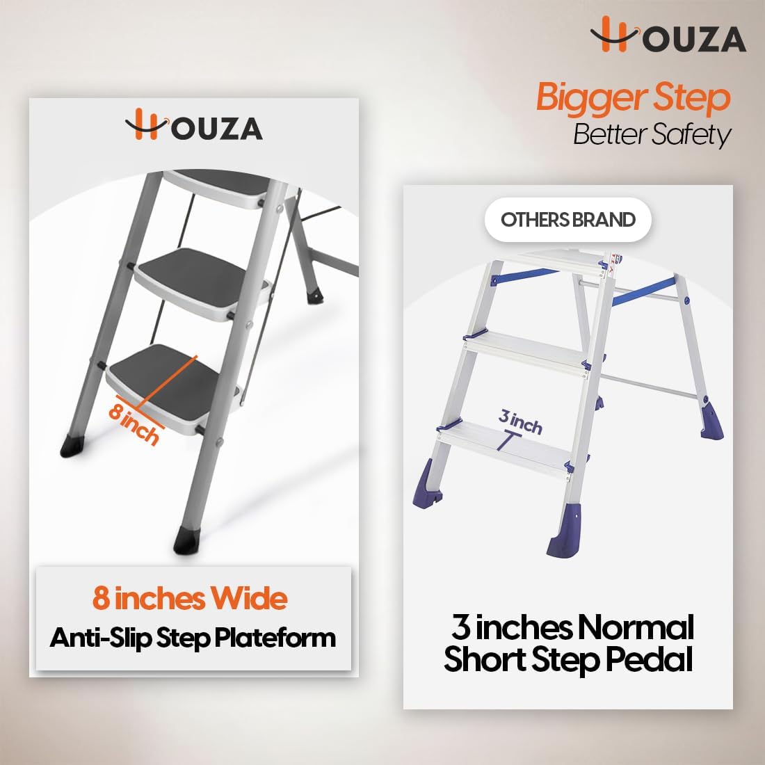 HOUZA Steel Ladder - 6 Steps, Foldable & Secure -6