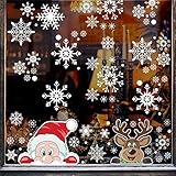 DIYASY 275 pcs Christmas Snowflake Window Clings, Decals Santa Claus and Elk Stickers for New Year Window Decoration.