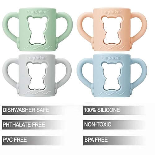 Miniatura 4 de PandaEar Paquete de 4 asas de silicona para biberones compatibles con biberones estrechos de 8 oz/8.5 fl oz, agarres para biberones de bebé