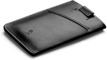 Bellroy Card Sleeve (Premium Leather Card Holder or Minimalist Wallet, Holds 2-8 Cards or Business Cards, Folded Note Storage) - Black