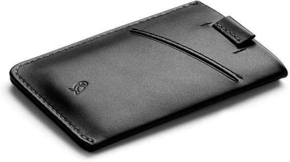 Bellroy Card Sleeve (Premium Leather Card Holder or Minimalist Wallet, Holds 2-8 Cards or Business Cards, Folded Note Storage) - Black