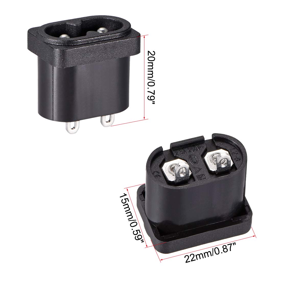 AC 250V 5A Inlet Module C13 Panel Mount Plug Adapter 250V AC 10A 3Pins ...