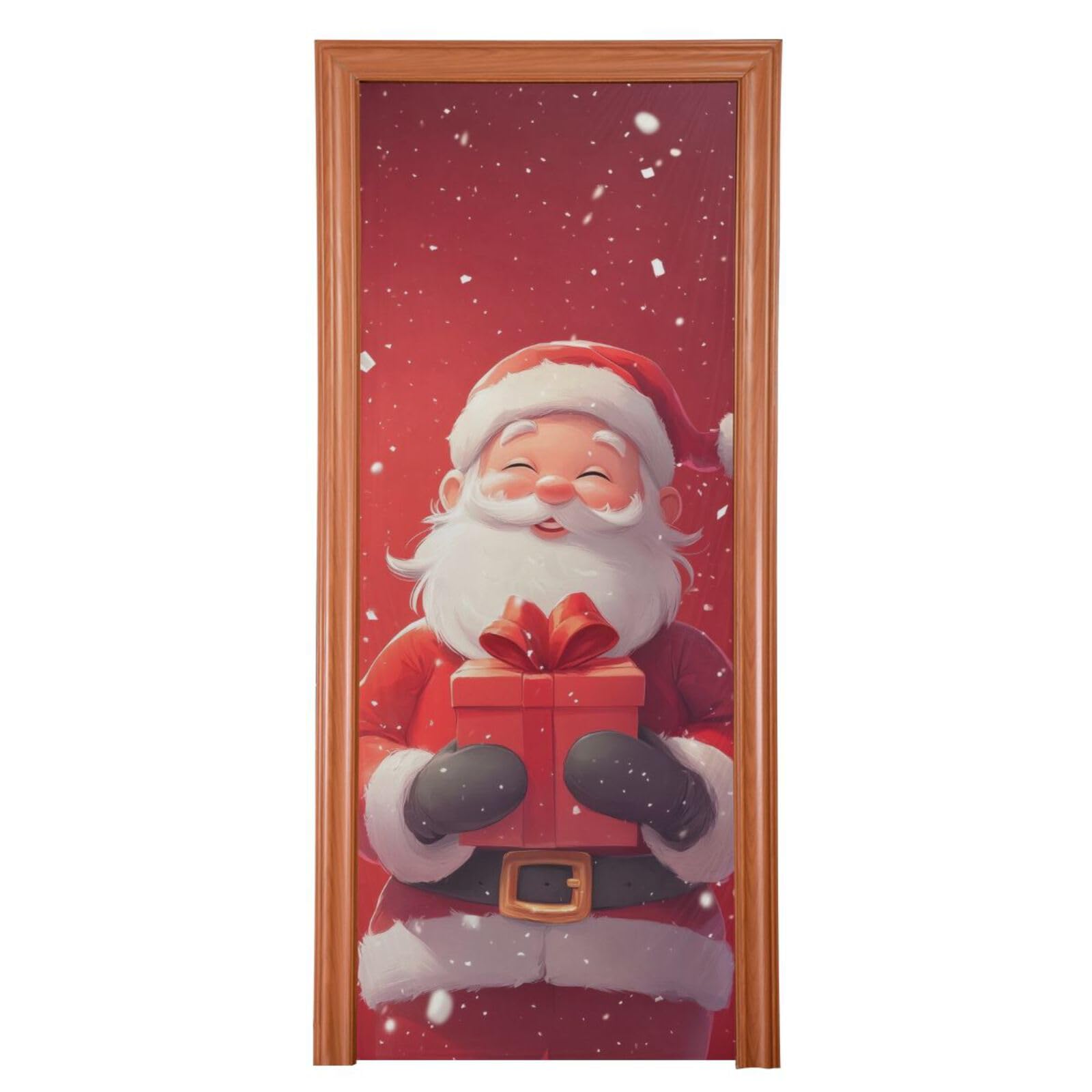FLildon Christmas Santa Claus Door Cover Decoration, Party Accessory Porch Decor for Festive Ornament Room Door Covers 32 x 79 Inch