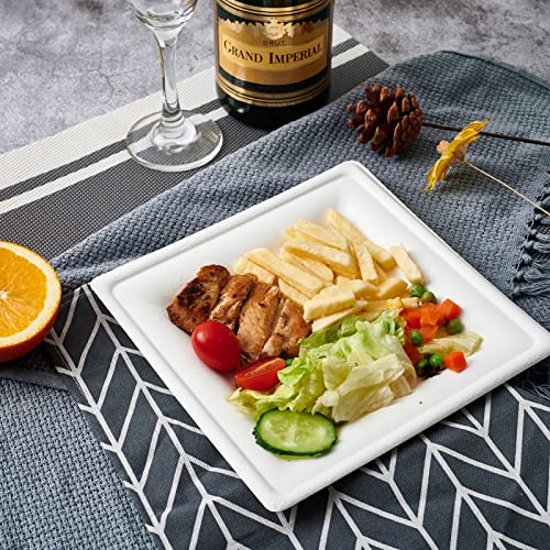 Ecolipak 150 Piecs Square Paper Plates, 8-Inch Compostable Disposable Plates, Eco-Friendly Heavy Duty Biodegradable Sugarcane Plates For Party Dinner Birthday #TOP5