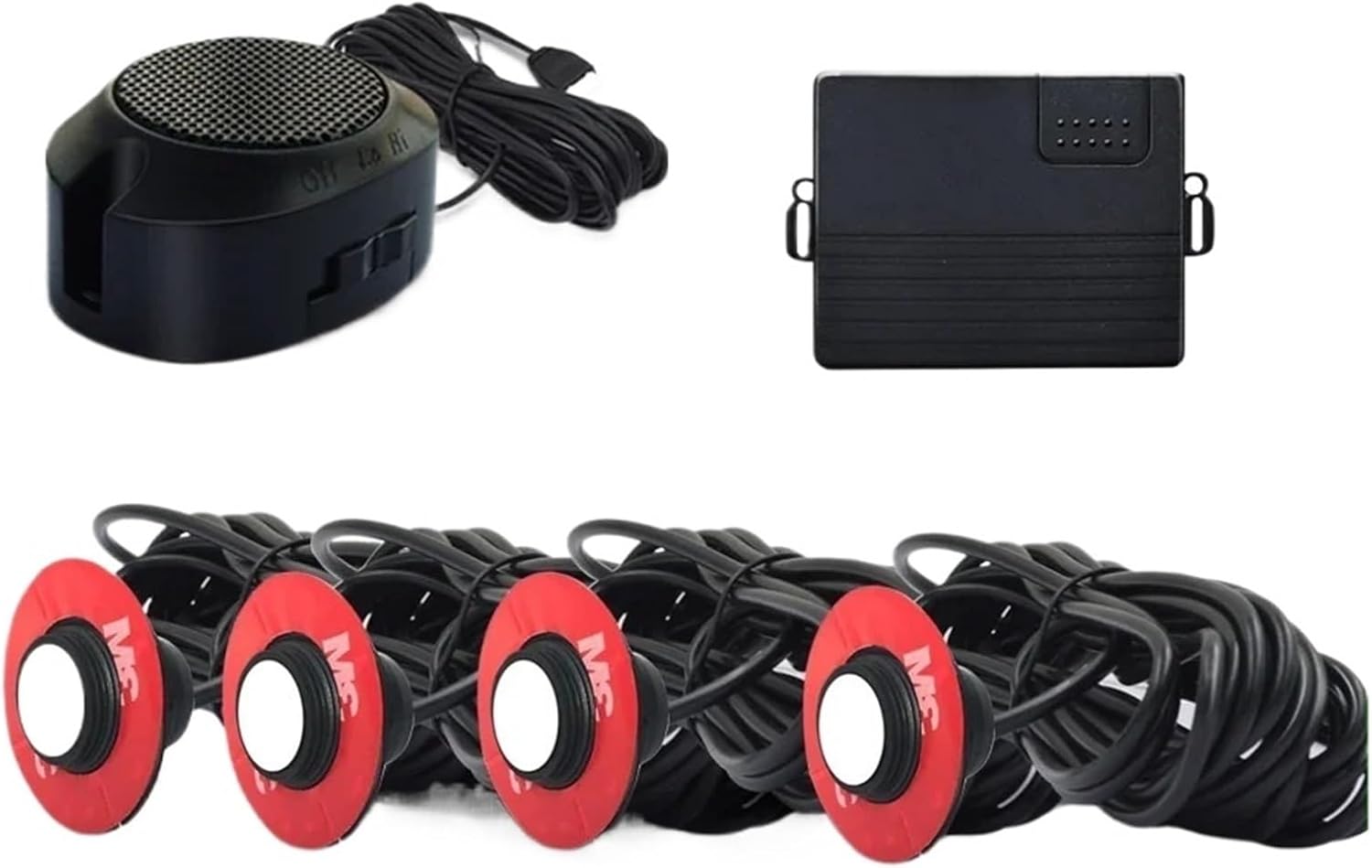 Professional Front Parking Sensor Kit Prefix Concealed Built-in Flat Parktronic Assistant System Not Reversing Backup Radar(4 White)