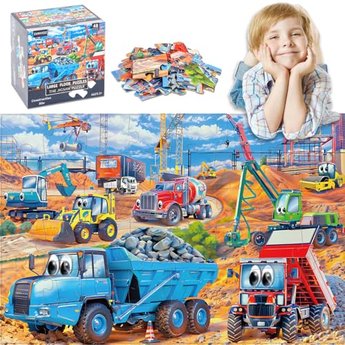 El Mejor Listado de Edificios . 43 Rompecabezas de piso grande para niños, construcción de edificios, 48 piezas con vehículos de ingeniería, coche, juguetes educativos preescolares de aprendizaje para niños...