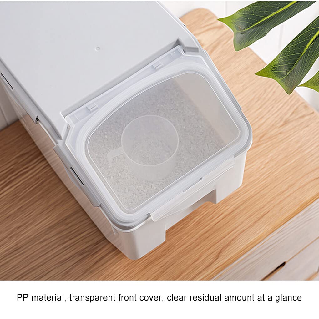 Conteneur De Rangement Pour Croquettes - Capacité 10 Kg - Couvercle Transparent étanche - Avec Roulettes - En Plastique PP - Anti-mites, Anti-humidité