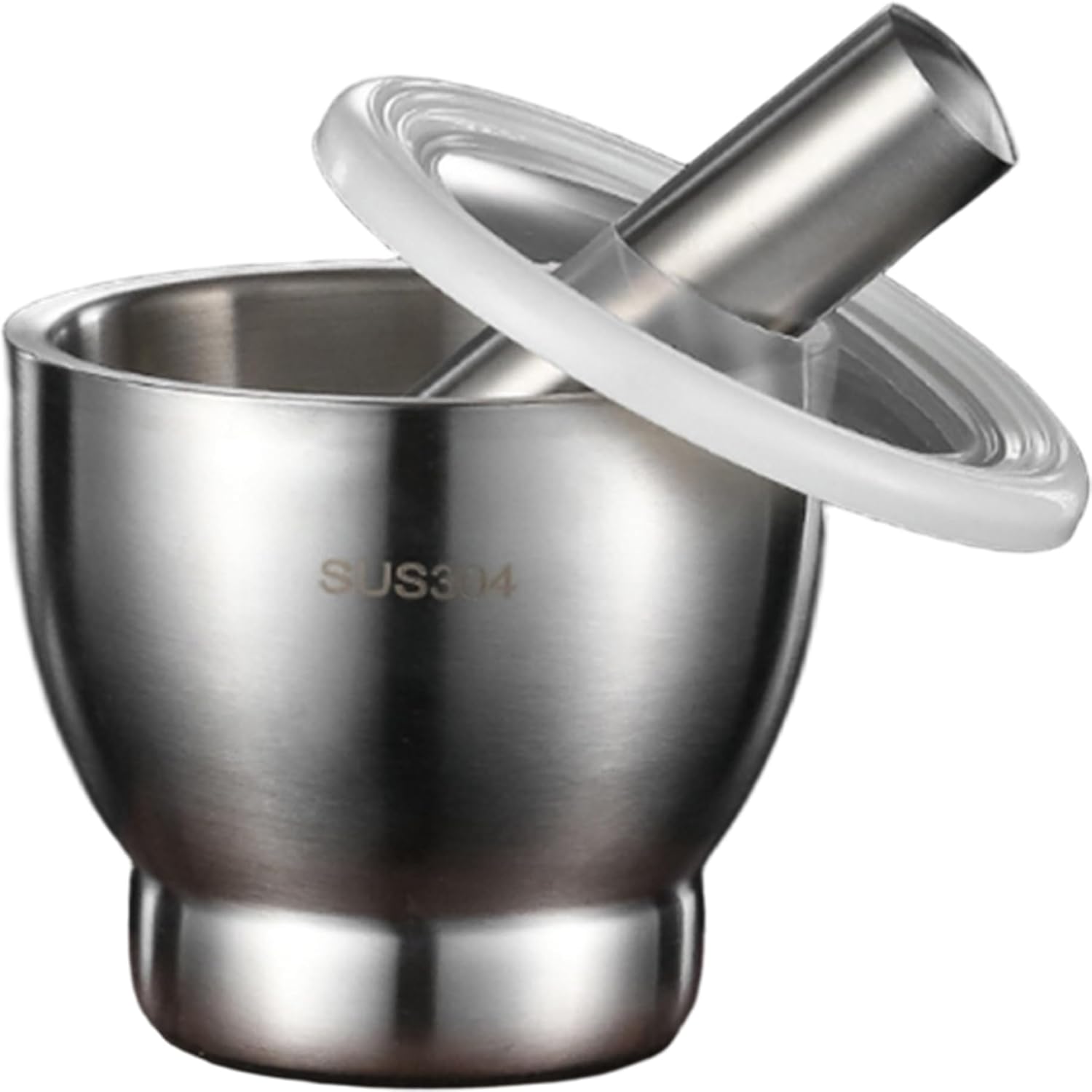 Mortar and Pestle Set with PP Lid Stainless Steel Manual Herb Crusher with Non-Slip Base 5 Inch Mortar and Pestle Ideal for Grinding Herbs Spices Garlic Chilli