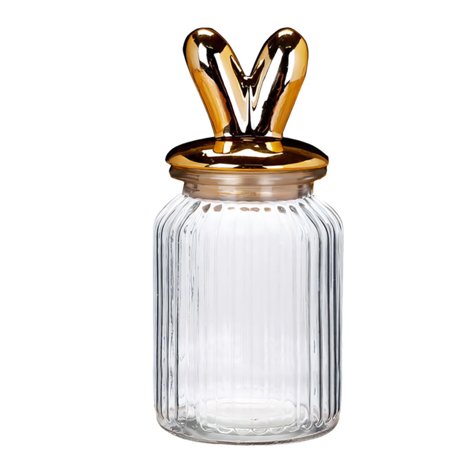 hogtnd Easter Bunny Candy Jar Decorations, Glass with Ceramic Ear Lid, Airtight Container for Chocolate with Ear Lid