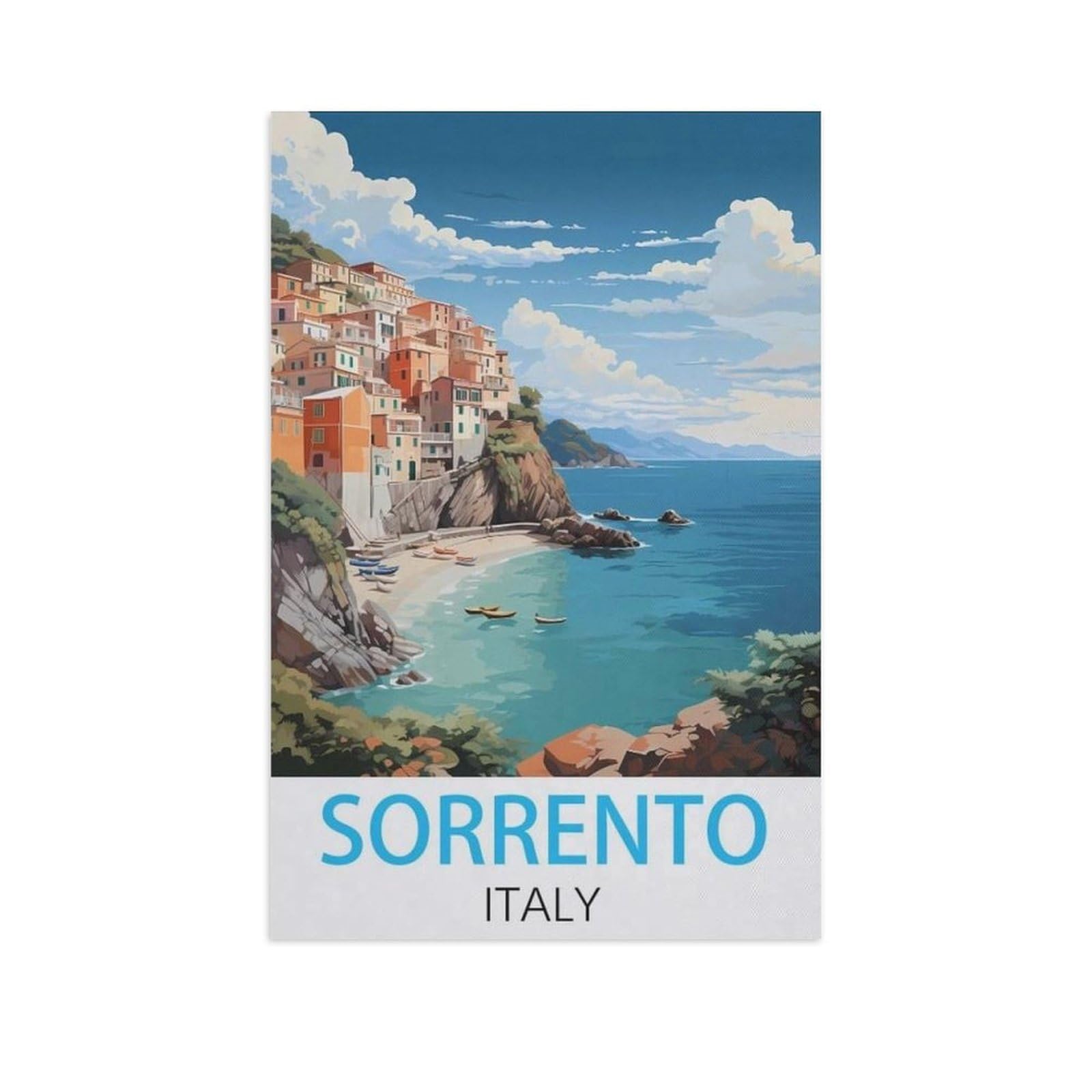 Beayodkp A13 Easy Paint By Numbers For Adults Beginners，Sorrento Italy，Paint By Number Kit On Canvas For Adults New Painters's Gift Diy Gifts(20X30cm) 7.8X11.8 Inches-Fq53