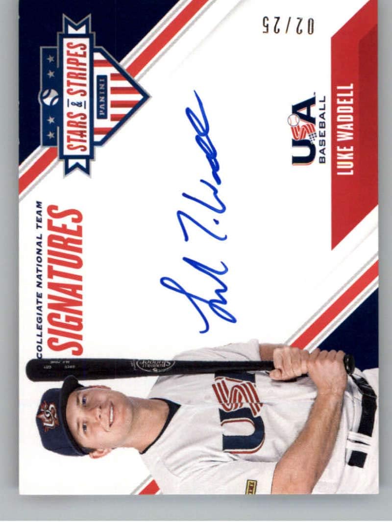 2020 Panini USA Stars and Stripes CNT Collegiate National Team Signatures Blue Ink Baseball #35 Luke Waddell Auto Autograph SER/25 USA Baseball Collegiate National Team