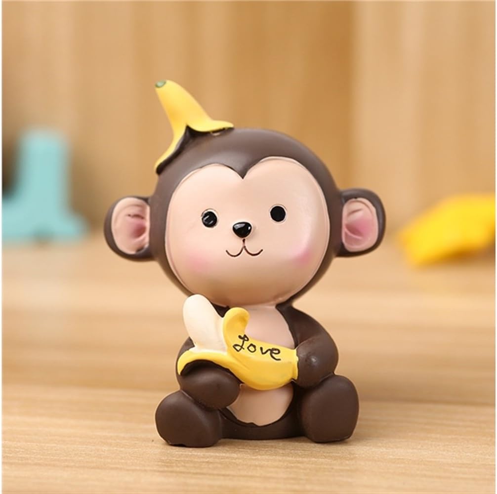Zehaer Fairy Garden Cute Monkey with Banana Garden Home Decor Car Interior Ornament Couple Gift (Coffee) Decoration